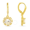 KYLIE HARPER KYLIE HARPER 14K GOLD OVER SILVER ROUND AND BAGUETTE CUBIC ZIRCONIA  CZ HALO LEVERBACK EARRINGS
