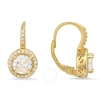 KYLIE HARPER KYLIE HARPER 14K GOLD OVER SILVER ROUND-CUT CUBIC ZIRCONIA  CZ HALO LEVERBACK EARRINGS