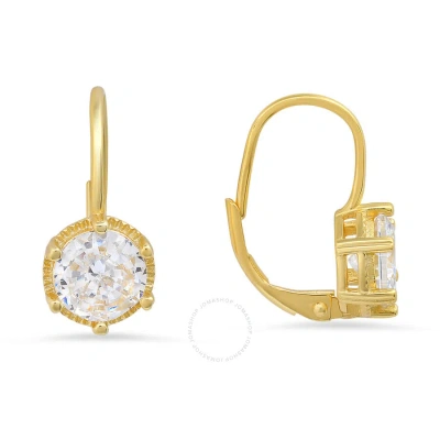 Kylie Harper 14k Gold Over Silver Round-cut Cubic Zirconia  Cz Leverback Earrings In Gold-tone