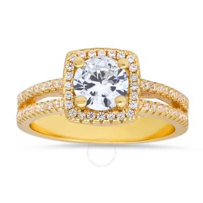 Kylie Harper 14k Gold Over Silver Round-cut Halo Cubic Zirconia  Cz Ring In Gold Tone