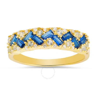 Kylie Harper 14k Gold Over Silver Sapphire Baguette-cut Band Ring In Gold Tone