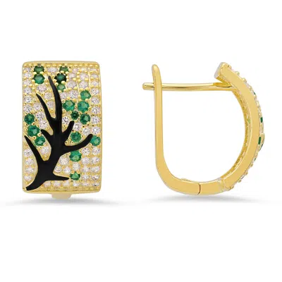 Kylie Harper 14k Gold Over Silver Tree Of Life Statement Cz Hoop Earrings