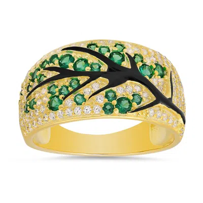 Kylie Harper 14k Gold Over Silver Tree Of Life Statement Cz Ring