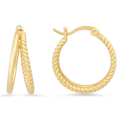 Kylie Harper 14k Gold Over Silver Twisted Rope Double Hoop Earrings