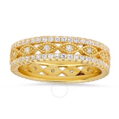 Kylie Harper 14k Gold Over Silver Vintage Cubic Zirconia  Cz Eternity Band Ring In Gold Tone