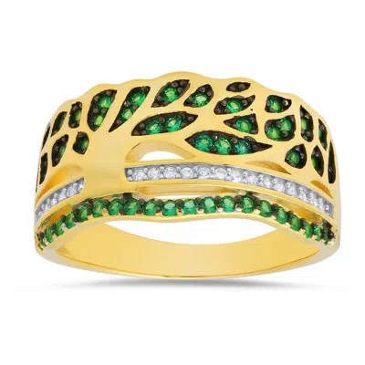 Kylie Harper 14k Gold Over Silver Vintage Cz Tree Of Life Ring In ["gold Tone"]