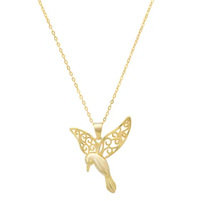 Kylie Harper 14k Gold Over Silver Vintage Filigree Hummingbird Pendant Necklace