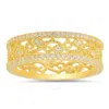 Kylie Harper 14k Gold Over Silver Vintage Floral Cz Eternity Band Ring In Gold