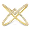 Kylie Harper 14k Gold Over Silver Zig-zag Crossover Cz Ring