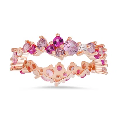 Kylie Harper 14k Rose Gold Over Silver Abstract Pink Sapphire Ombre Eternity Band Ring In ["pink","rose Gold Tone","gold Tone"]