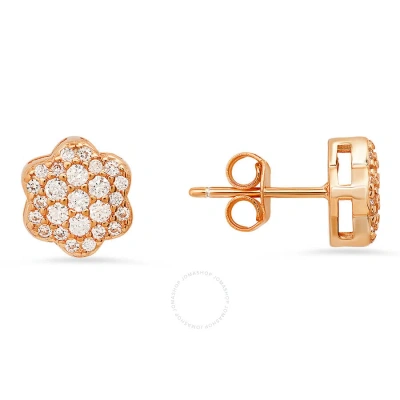 Kylie Harper 14k Rose Gold Over Silver Flower Cubic Zirconia  Cz Stud Earrings In Rose Gold-tone