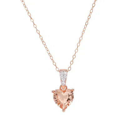 Kylie Harper 14k Rose Gold Over Silver Heart-cut Morganite Cz Pendant