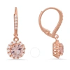 KYLIE HARPER KYLIE HARPER 14K ROSE GOLD OVER SILVER MORGANITE CZ HALO LEVERBACK EARRINGS