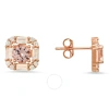Kylie Harper 14k Rose Gold Over Silver Morganite Cz Halo Stud Earrings In Rose Gold-tone