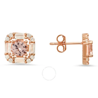 Kylie Harper 14k Rose Gold Over Silver Morganite Cz Halo Stud Earrings In Rose Gold-tone