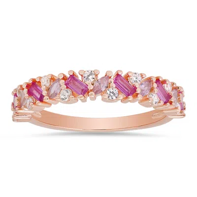 Kylie Harper 14k Rose Gold Over Silver Multi Shape Pink Sapphire Ombre Band Ring In ["pink","rose Gold Tone","gold Tone"]