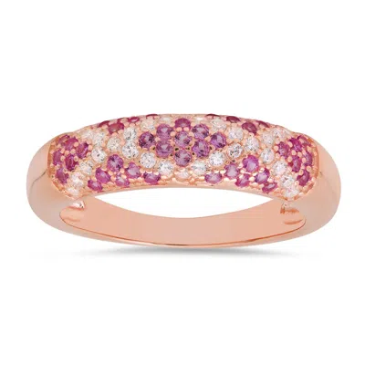 Kylie Harper 14k Rose Gold Over Silver Pave Pink Sapphire X Band Ring In Brown