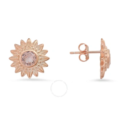 Kylie Harper 14k Rose Gold Over Silver Vintage Morganite Cz Flower Stud Earrings In Rose Gold-tone