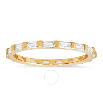 Kylie Harper 14k Yellow Gold Over Silver Baguette Cz Stackable Eternity Band Ring In Gold Tone