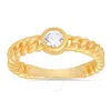 KYLIE HARPER KYLIE HARPER 14K YELLOW GOLD OVER SILVER BEZEL-SET CZ CURB CHAIN RING