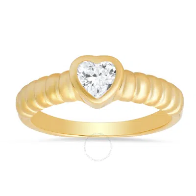 Kylie Harper 14k Yellow Gold Over Silver Bezel-set Heart Cz Ring In Gold Tone