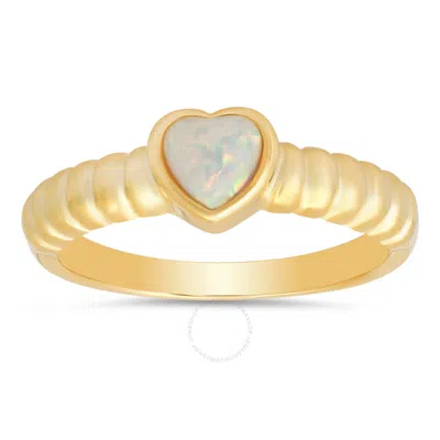 Kylie Harper 14k Yellow Gold Over Silver Bezel-set Heart Opal Ring In Gold Tone