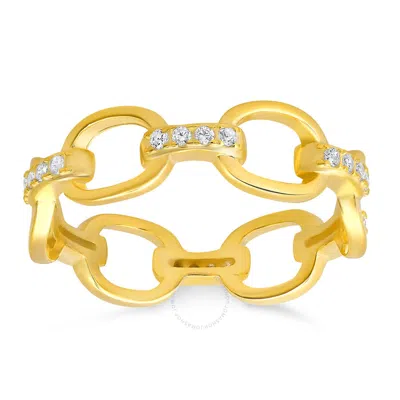 Kylie Harper 14k Yellow Gold Over Silver Cz Paper Clip Band Ring In Gold Tone