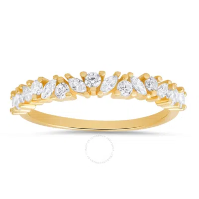 Kylie Harper 14k Yellow Gold Over Silver Marquise-cut Cz Band Ring In Gold Tone
