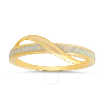 Kylie Harper 14k Yellow Gold Over Silver Opal Wave Ring In Gold Tone