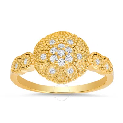 Kylie Harper 14k Yellow Gold Over Silver Vintage Floral Ring In Gold Tone