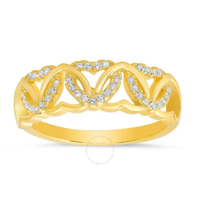 Kylie Harper 14k Yellow Gold Over Silvering Interlock Hearts Cz Ring In Gold Tone