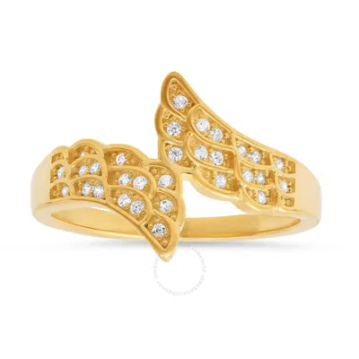 Kylie Harper Gold Over Silver Cz Angel Wings Ring In Gold Tone