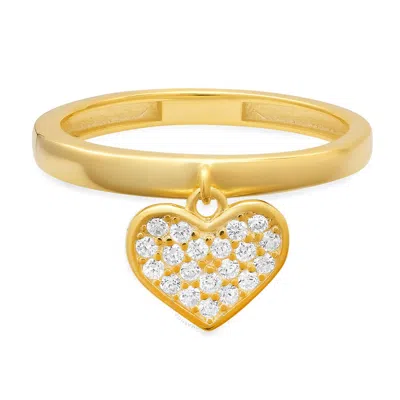 Kylie Harper Gold Over Silver Dangling Heart Cz Ring In Gold Tone