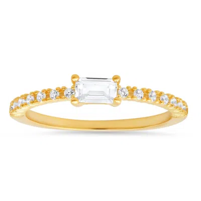 Kylie Harper Gold Over Silver East/west Baguette-cut Cz Ring