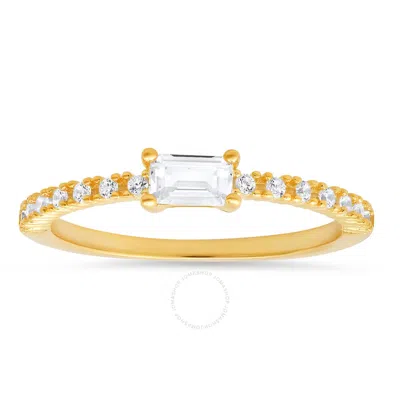Kylie Harper Gold Over Silver East/west Baguette-cut Cz Ring In Gold Tone