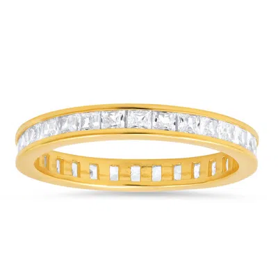 Kylie Harper Gold Over Silver Princess-cut Cz Eternity Band Ring In Multi