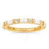 KYLIE HARPER KYLIE HARPER GOLD OVER SILVER ROUND & BAGUETTE-CUT CZ STACKABLE ETERNITY BAND RING