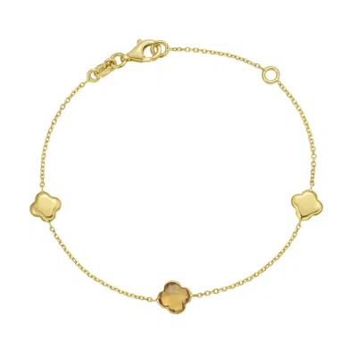 Kylie Harper Ladies 14k Gold Citrine Clover Gemstone Station Bracelet