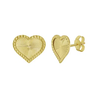 Kylie Harper Ladies 14k Gold Diamond-cut Radiating Heart Stud Earrings