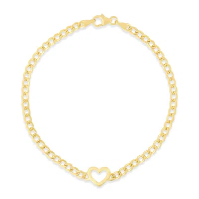 Kylie Harper Ladies 14k Gold Heart Charm Curb Bracelet