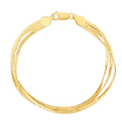 Kylie Harper Ladies 14k Gold Multi-strand Herringbone Bracelet