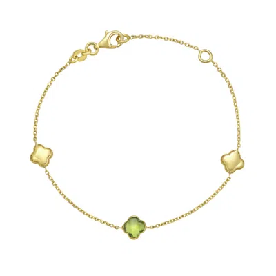 Kylie Harper Ladies 14k Gold Peridot Clover Gemstone Station Bracelet