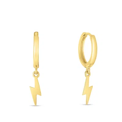 Kylie Harper Ladies 14k Gold Petite Dangling Lightning Bolt Huggy Hoop Earrings In Orange