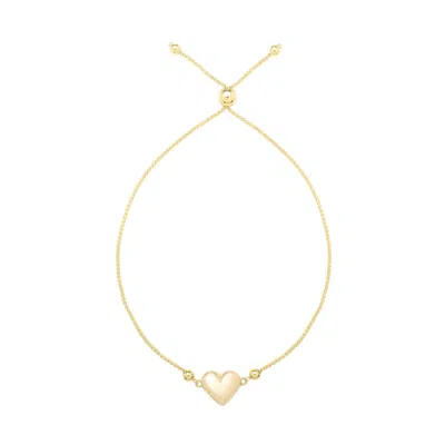 Kylie Harper Ladies 14k Gold Petite Puffed Heart Adjustable Bracelet