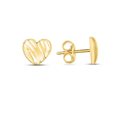 Kylie Harper Ladies 14k Gold 'scribbled' Heart Stud Earrings In Brown