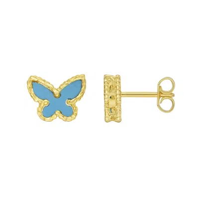 Kylie Harper Ladies 14k Gold Turquoise Butterfly Stud Earrings In Metallic