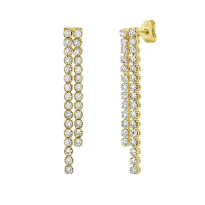 Kylie Harper Ladies 14k Two-tone Gold Dangling Diamond-cut Cascade Earrings In Animal Print