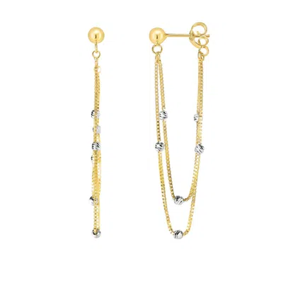 Kylie Harper Ladies 14k Two-tone Gold Front To Back Beaded Chain Earrings In Green