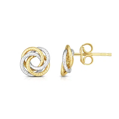 Kylie Harper Ladies 14k Two-tone Gold Open Center Diamond-cut Love Knot Earrings In Orange