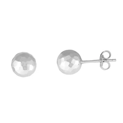 Kylie Harper Ladies 14k White Gold 7mm Hammered-finish Ball Stud Earrings In Multi